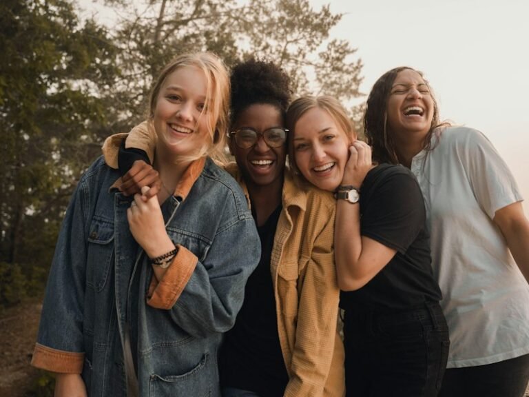 Group of women laughing together outdoors